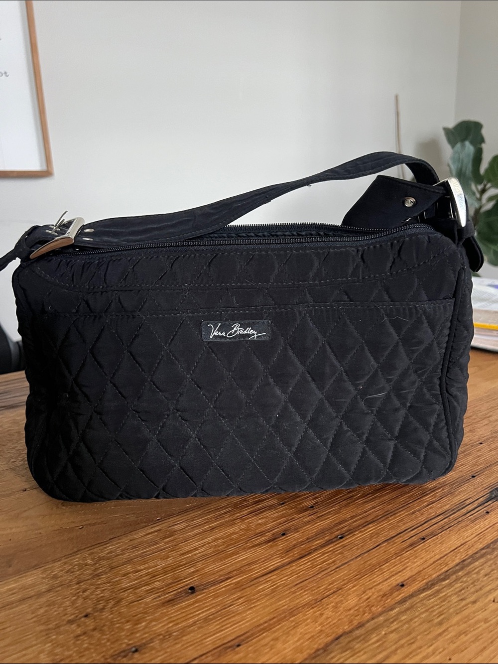Vera Bradley Black Quilted Crossbody Shoulder Bag